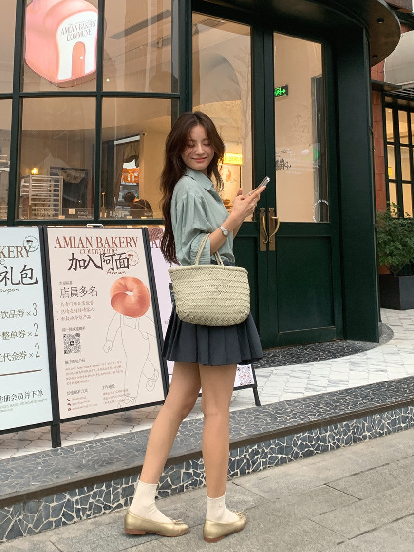 【F60110】實拍復古早春小眾紋理寬鬆長袖襯衫250212