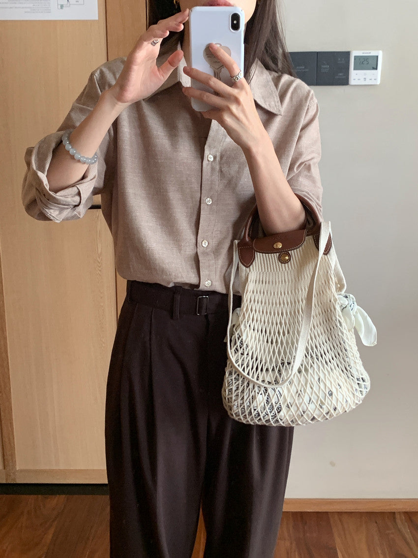 【F60111】實拍早春細條紋寬鬆長袖襯衫250212