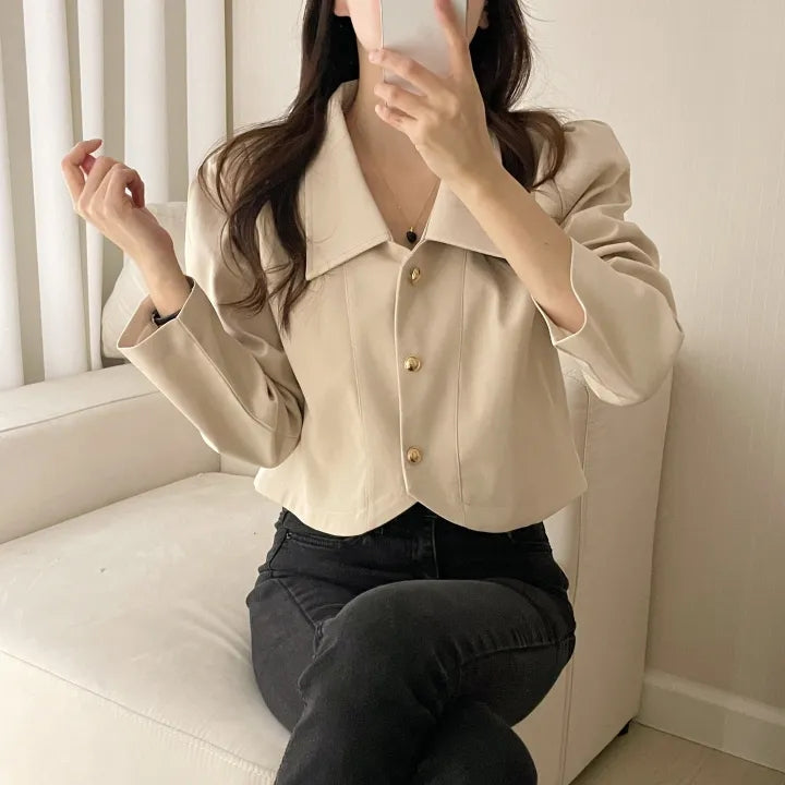 【F60188】韓版春季簡約短版外套250225