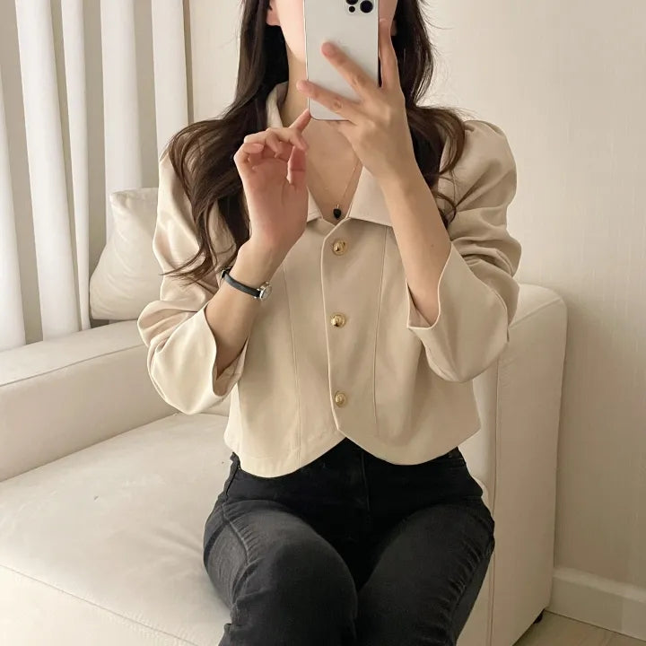 【F60188】韓版春季簡約短版外套250225