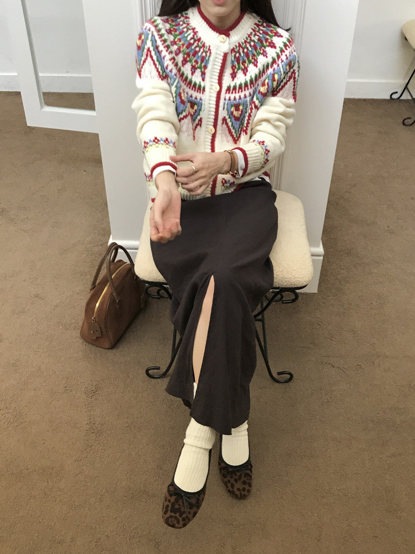 【F11407】實拍費爾島復古重工提花軟糯針織開衫241125