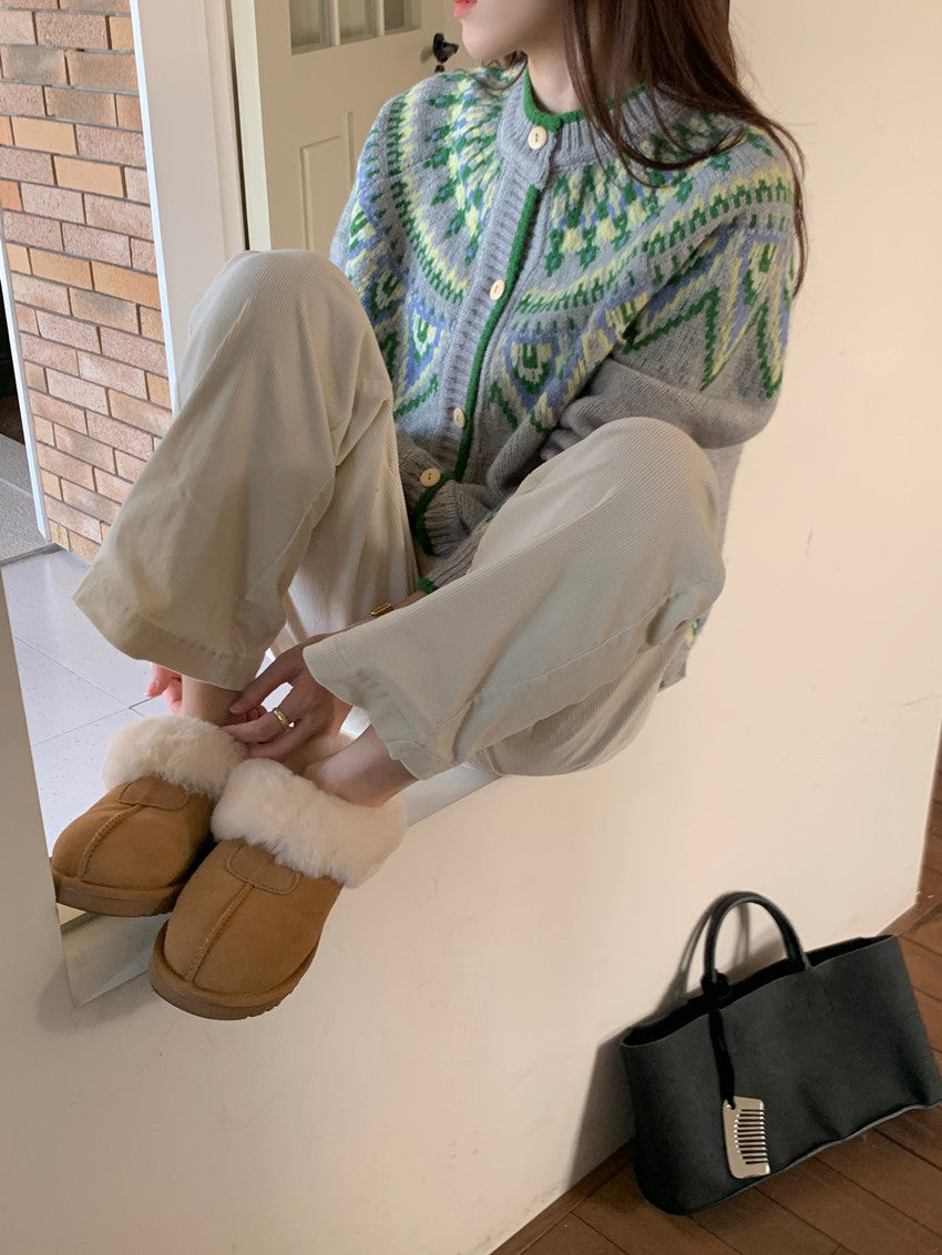 【F11407】實拍費爾島復古重工提花軟糯針織開衫241125