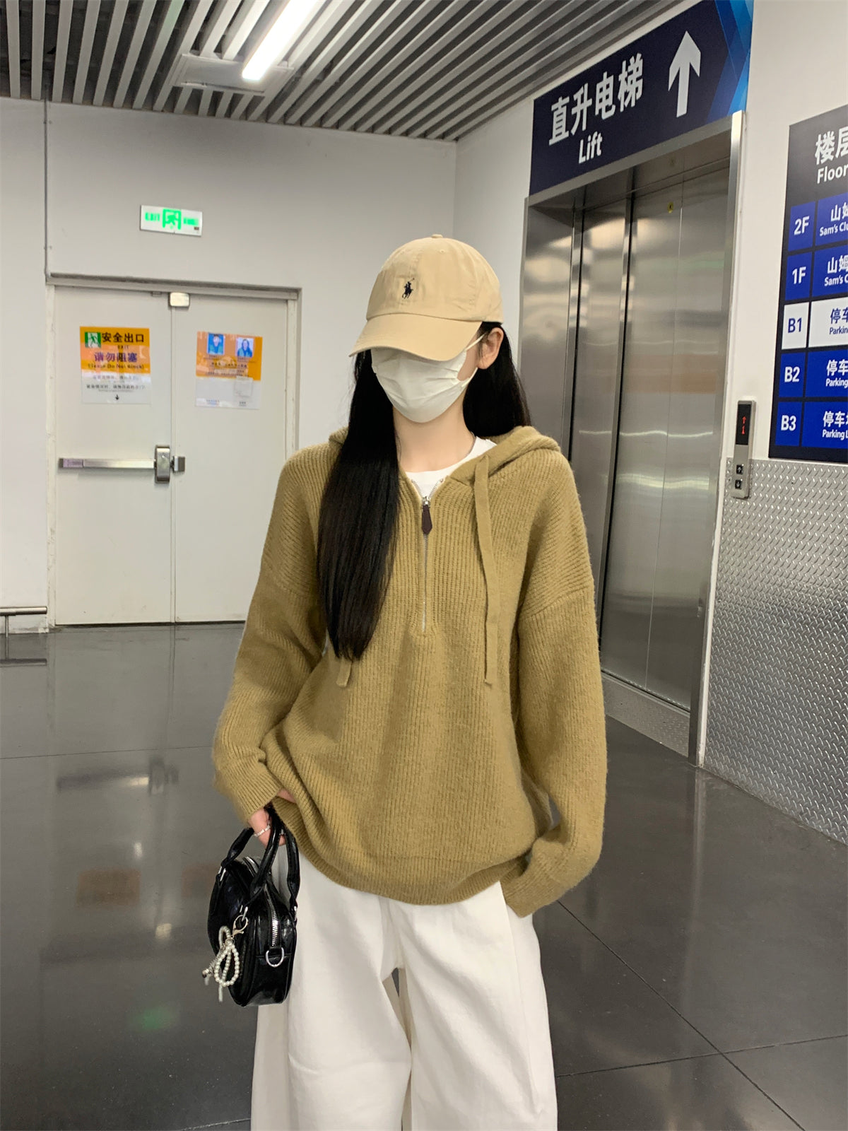 【F11431】實拍秋冬韓版寬鬆連帽北極絨針織衫241125