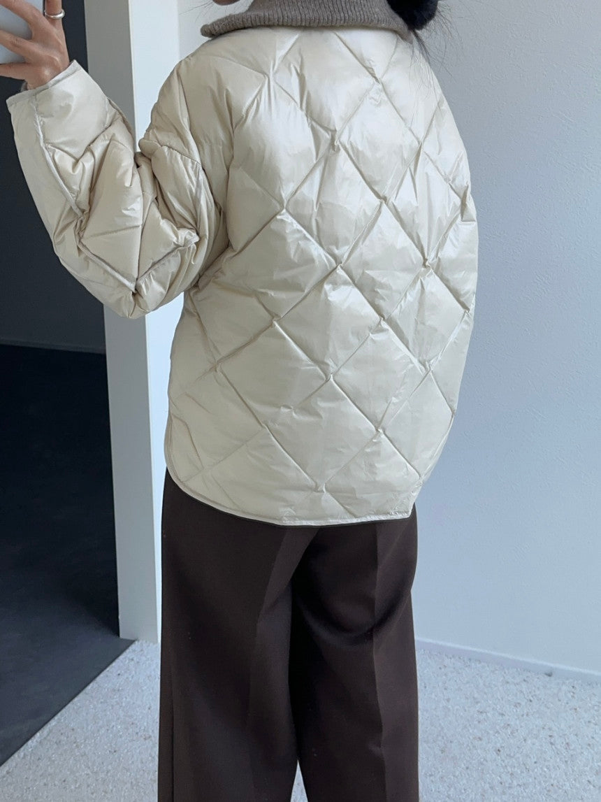 【F01120】韓國冬季復古圓領簡約設計款長袖棉服外套250106