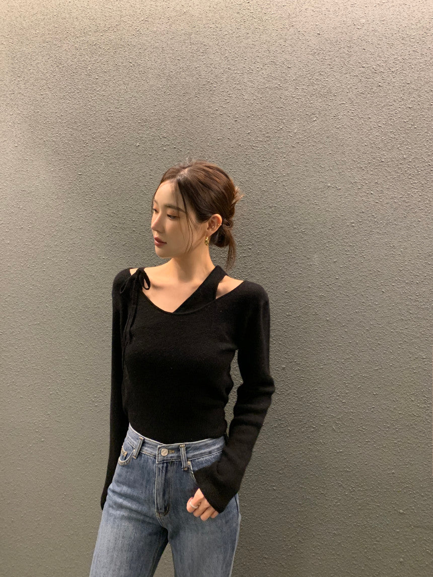 【F01123】韓國早春新款設計假兩件拼接背心性感針織上衣250106