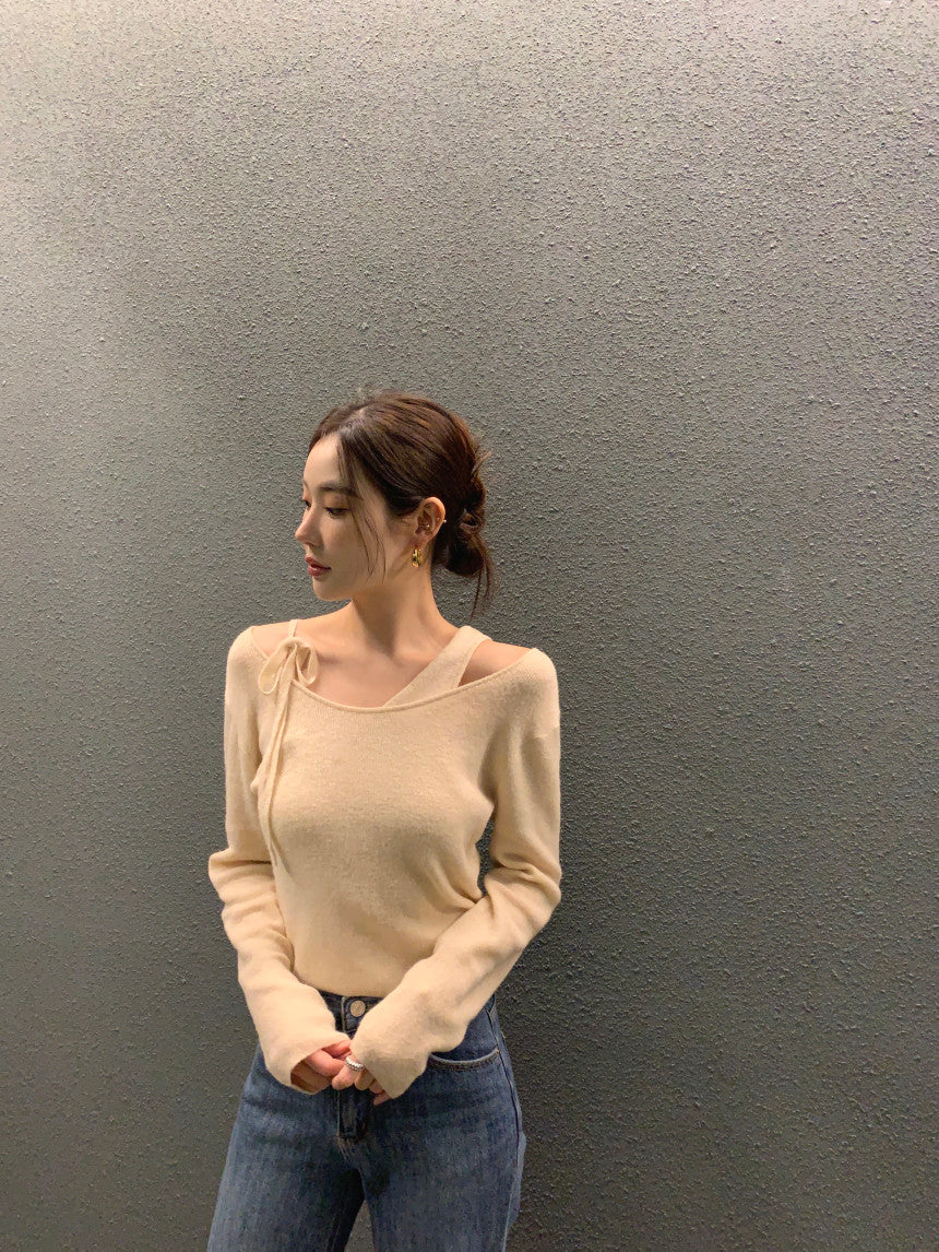 【F01123】韓國早春新款設計假兩件拼接背心性感針織上衣250106