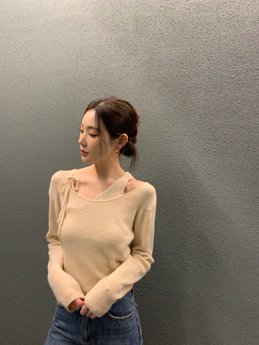 【F01123】韓國早春新款設計假兩件拼接背心性感針織上衣250106