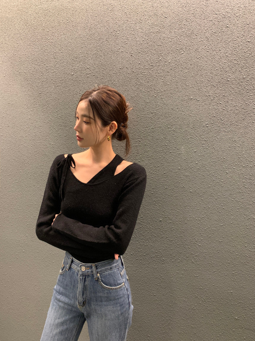 【F01123】韓國早春新款設計假兩件拼接背心性感針織上衣250106