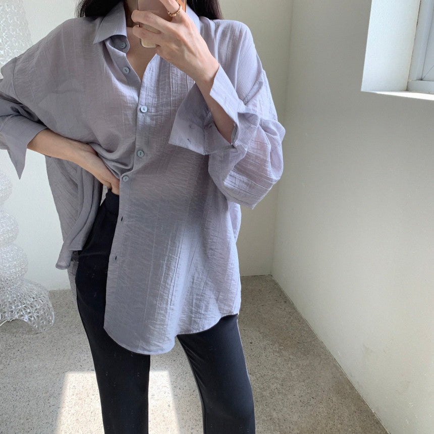【F60116】韓國早春簡約紋理設計感襯衫250212