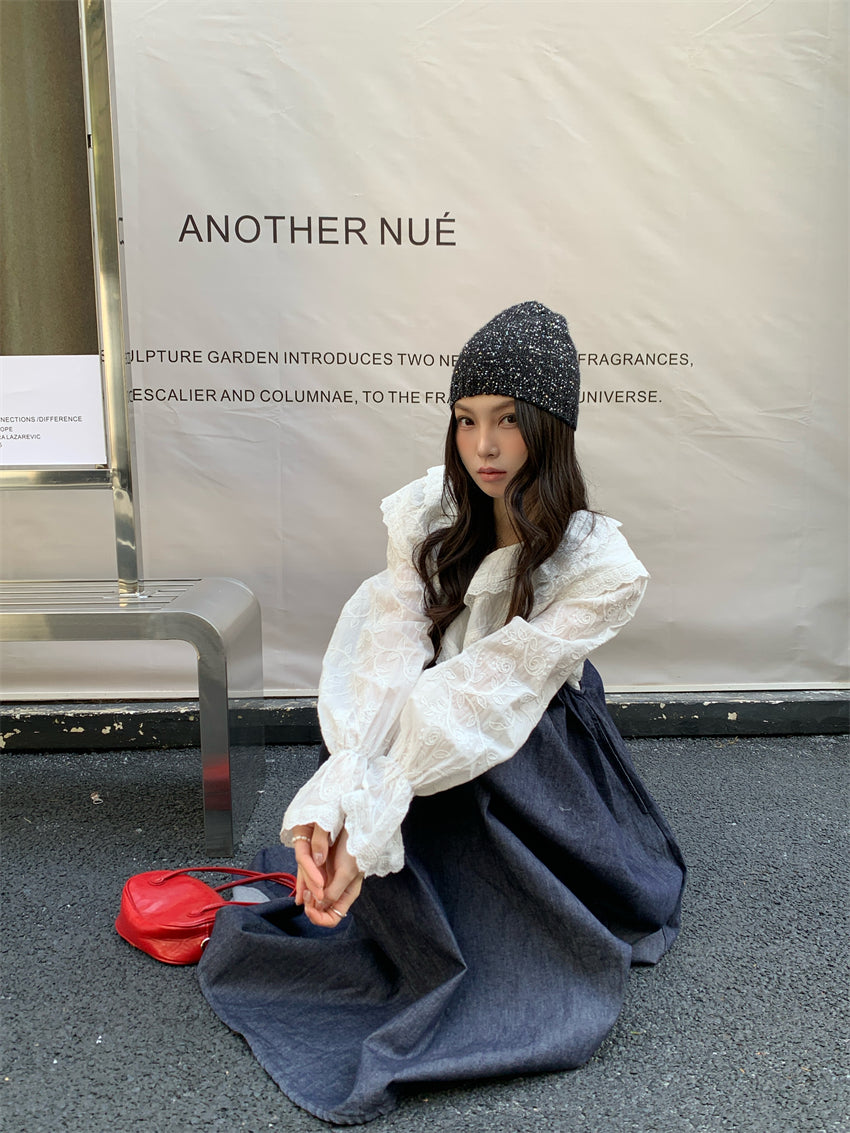 【F01224】實拍早春韓原單高定製全蕾絲刺繡襯衫250113