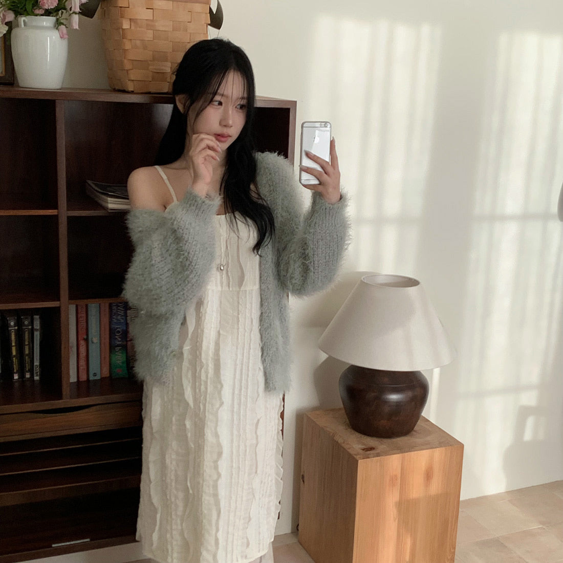 【F60153】韓國法式氣質温柔浪漫荷葉吊帶洋裝250218