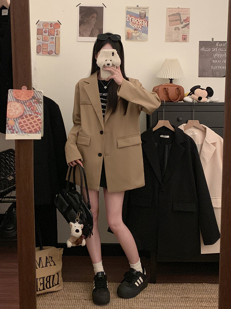 【F60132】實拍S~3XL春季簡約寬鬆西裝外套250212