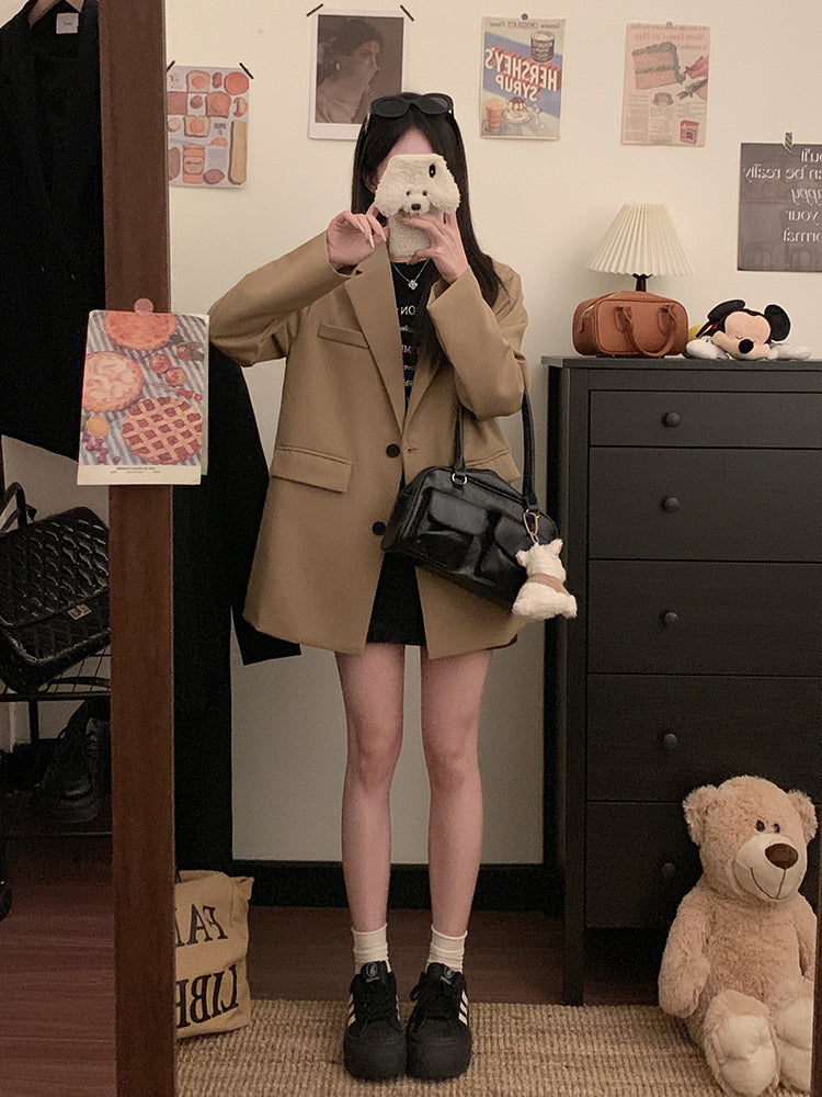 【F60132】實拍S~3XL春季簡約寬鬆西裝外套250212