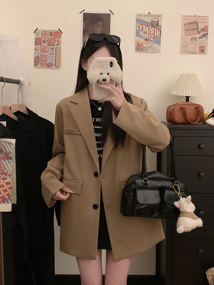 【F60132】實拍S~3XL春季簡約寬鬆西裝外套250212