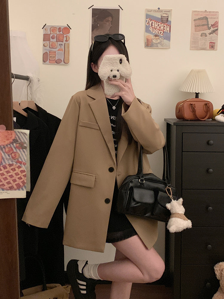 【F60132】實拍S~3XL春季簡約寬鬆西裝外套250212