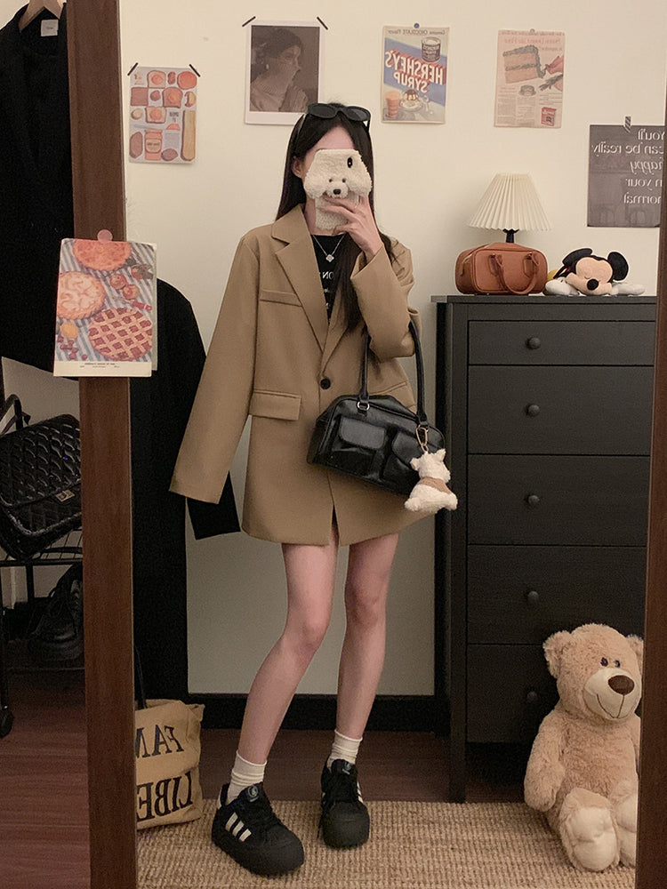 【F60132】實拍S~3XL春季簡約寬鬆西裝外套250212