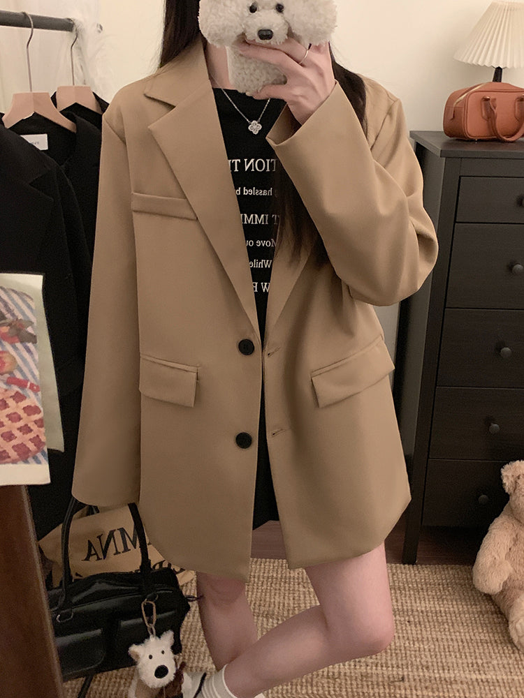 【F60132】實拍S~3XL春季簡約寬鬆西裝外套250212