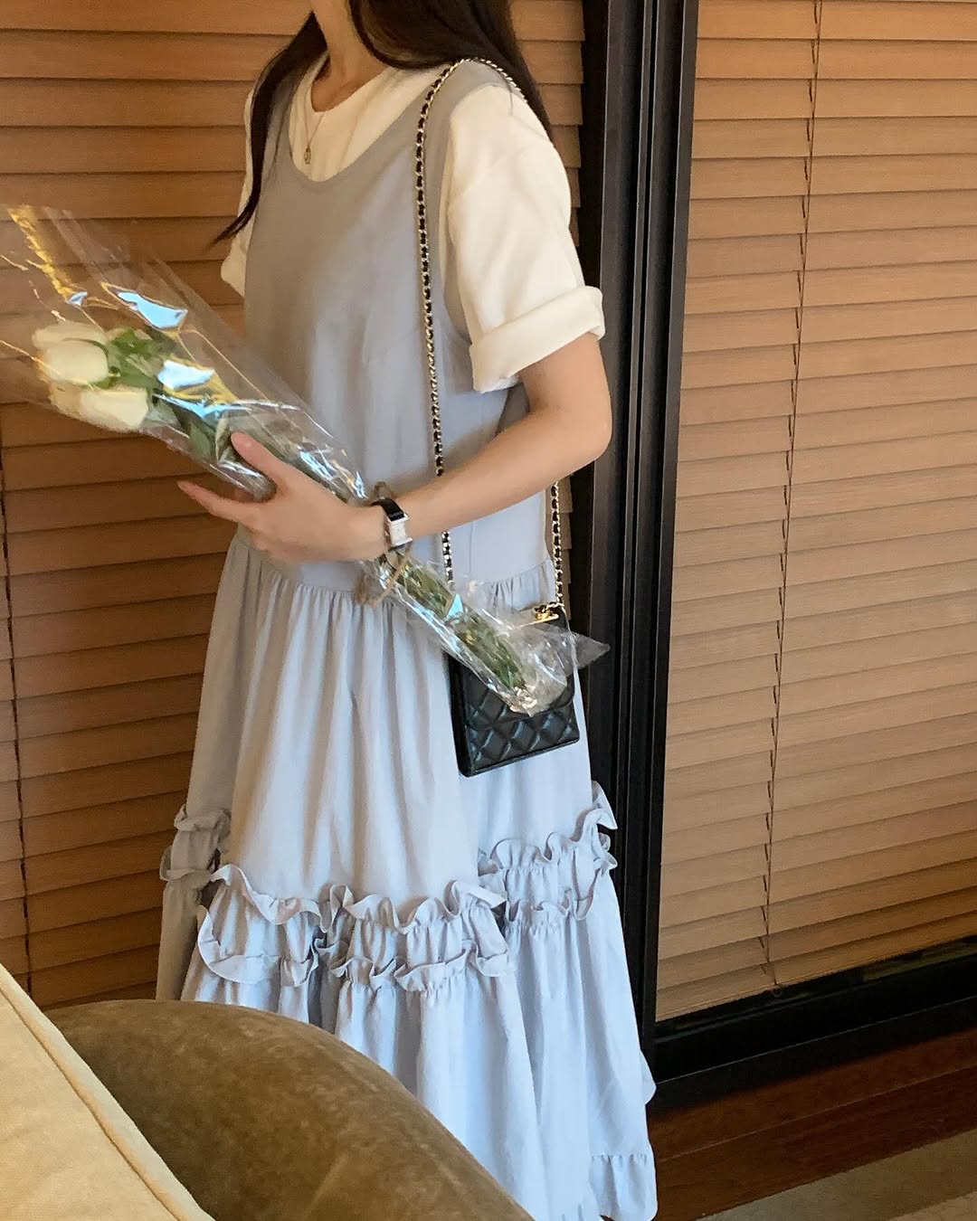 【F60195】韓國氣質休閒寬鬆後背繫帶背心洋裝250225