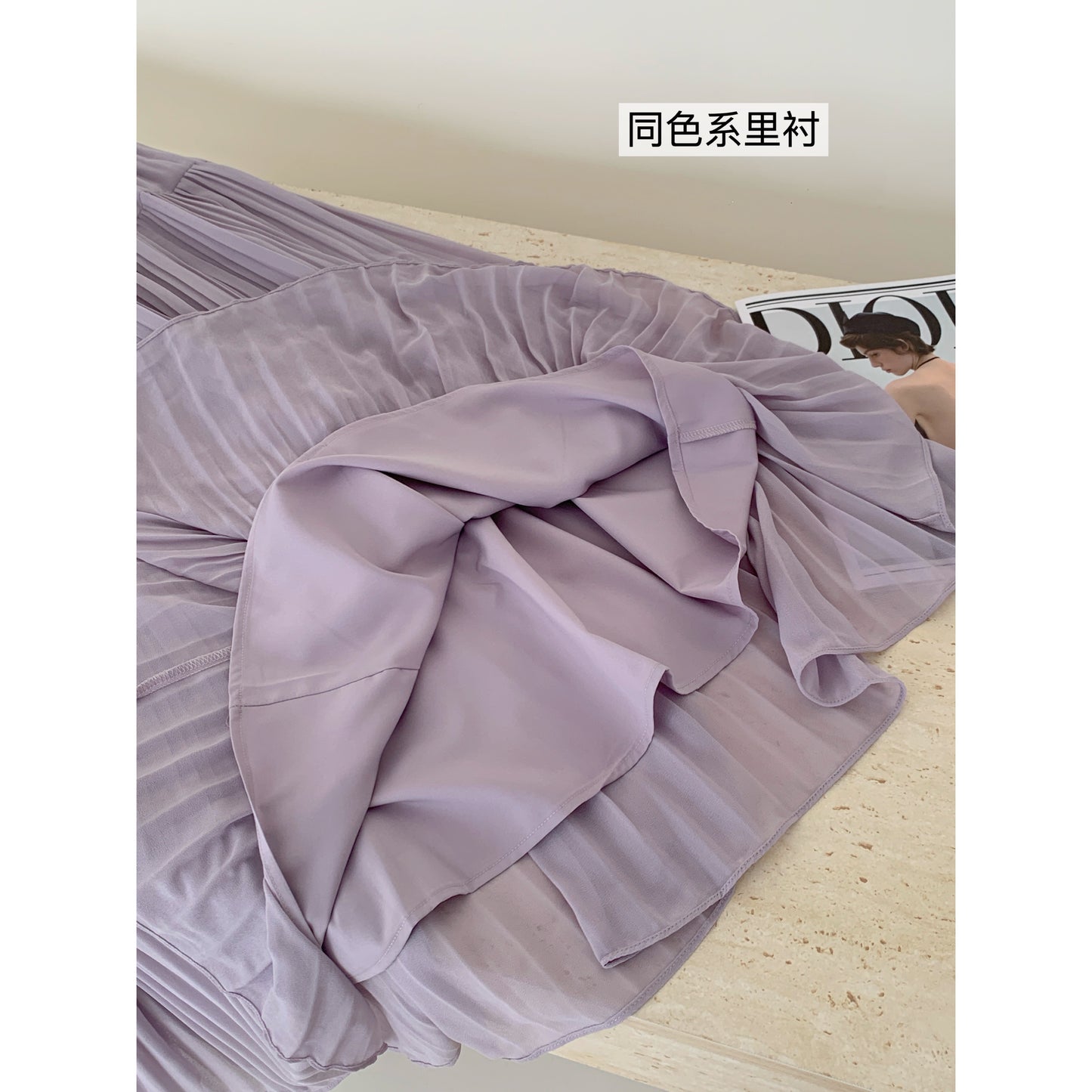 【F60234】實拍仙氣十足的壓褶寬鬆大裙襬雪紡長裙250304