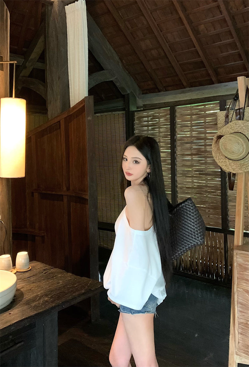 【F60329】實拍美式時髦慵懶寬鬆印花T恤250408