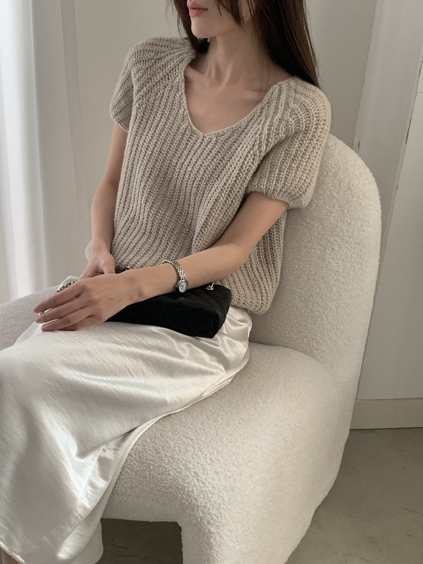 【F60202】實拍法式温柔 舒適感滿滿粗針針織衫250225