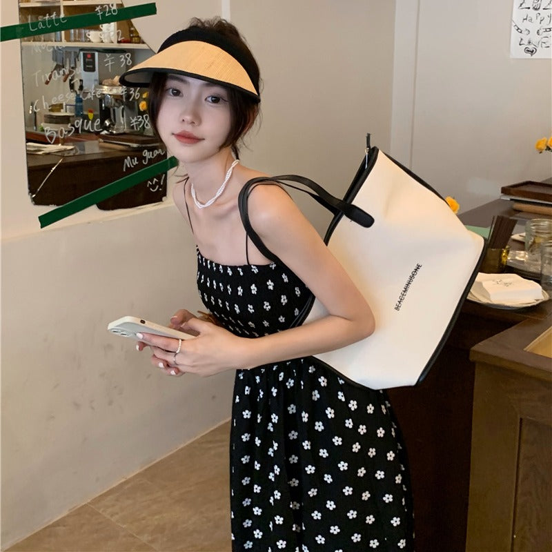 【F60215】實拍韓系小姐姐小雛菊鬆緊細肩帶吊帶長裙250225