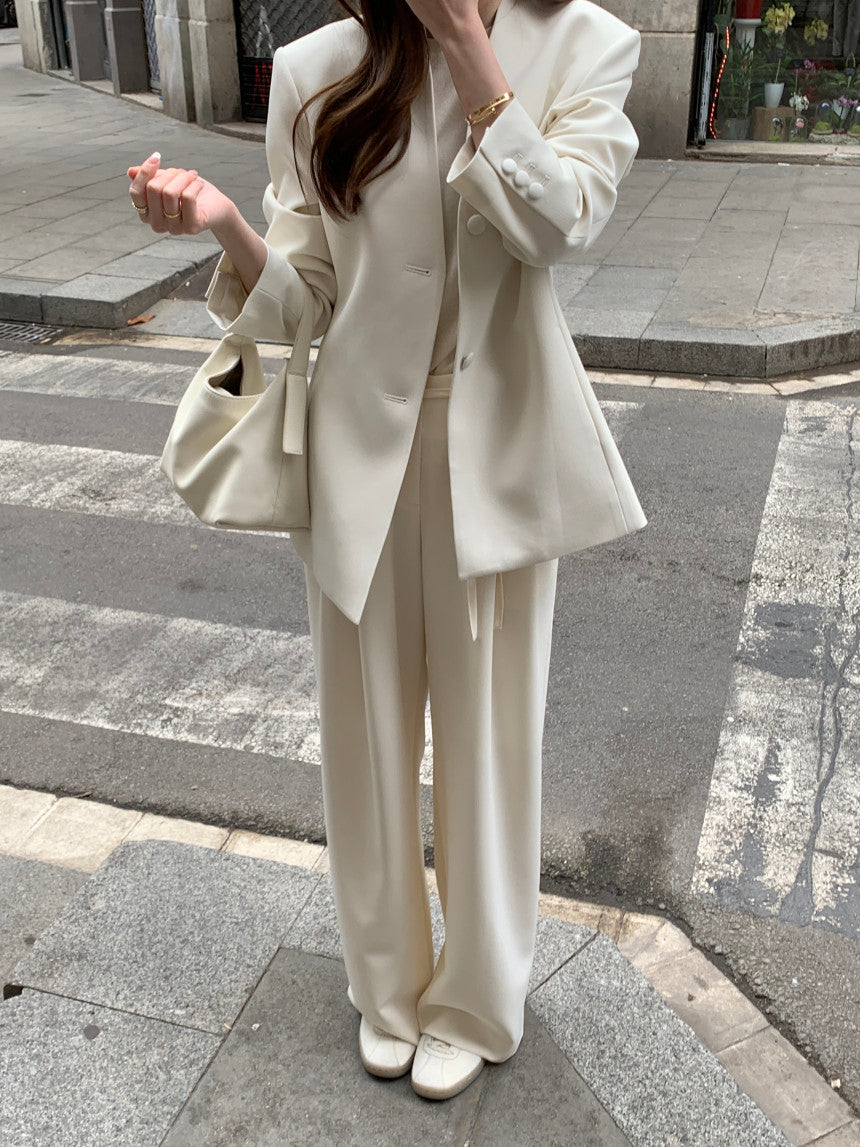 【F034283】韓國春季復古簡約寬鬆休閒西裝外套250325