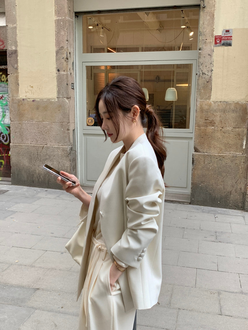 【F034283】韓國春季復古簡約寬鬆休閒西裝外套250325