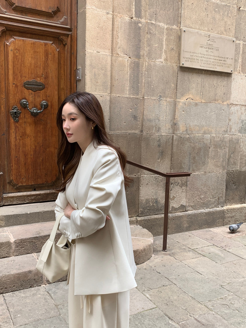 【F034283】韓國春季復古簡約寬鬆休閒西裝外套250325