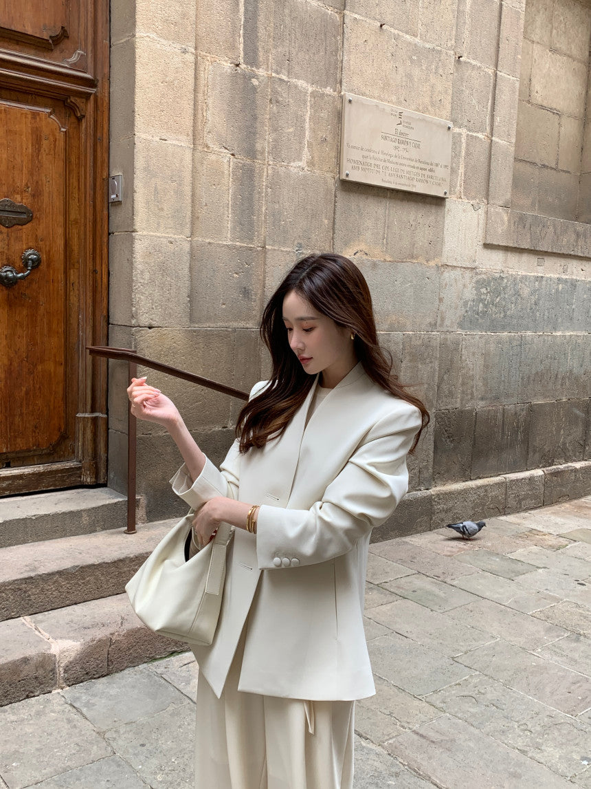 【F034283】韓國春季復古簡約寬鬆休閒西裝外套250325