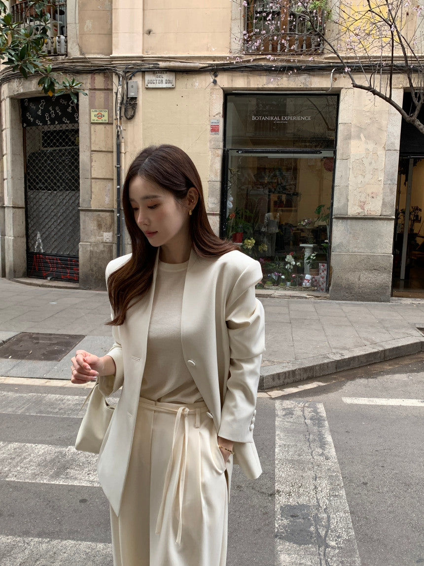 【F034283】韓國春季復古簡約寬鬆休閒西裝外套250325