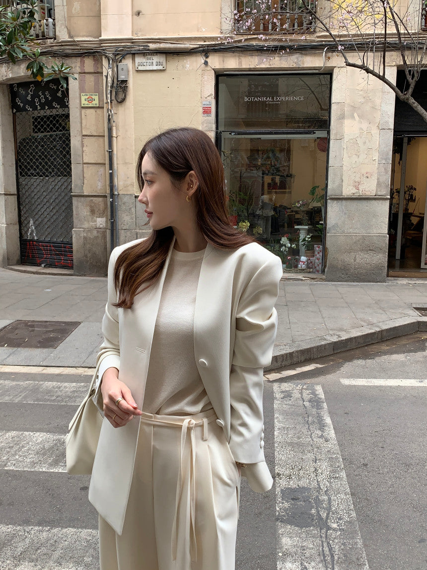 【F034283】韓國春季復古簡約寬鬆休閒西裝外套250325