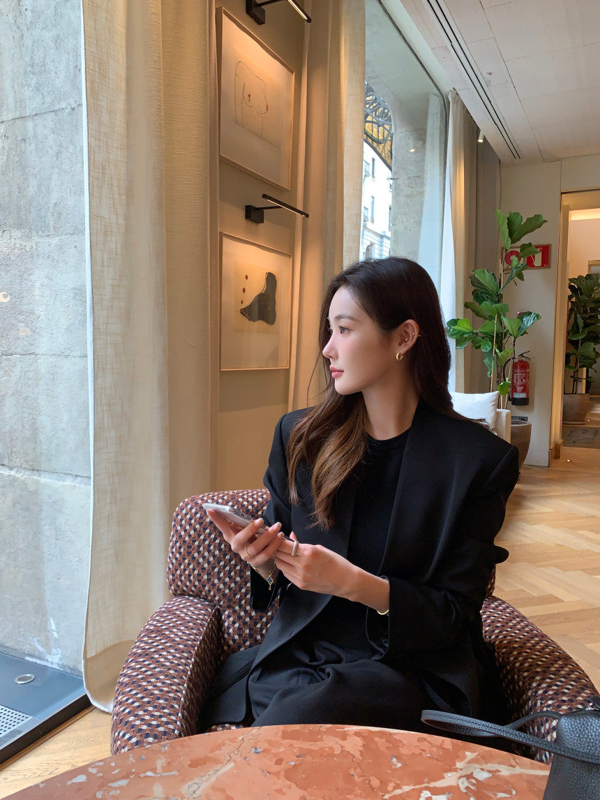 【F034283】韓國春季復古簡約寬鬆休閒西裝外套250325
