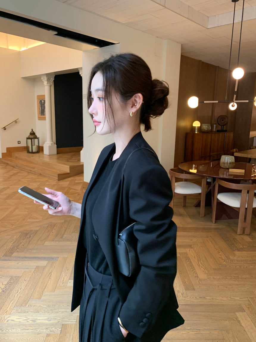【F034283】韓國春季復古簡約寬鬆休閒西裝外套250325