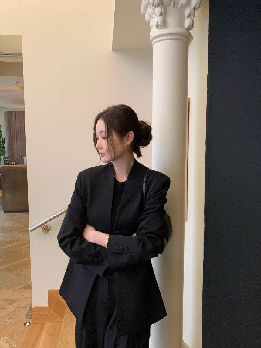 【F034283】韓國春季復古簡約寬鬆休閒西裝外套250325
