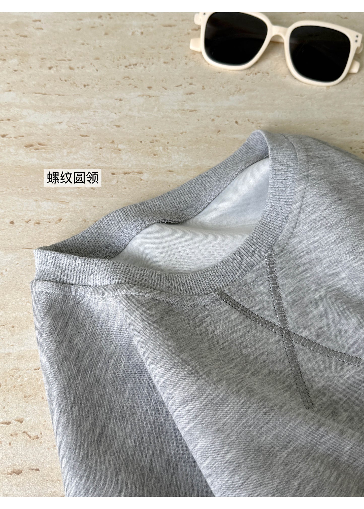 【F60238】實拍簡約灰色運動衛衣+裙子(有安全褲)套裝250304