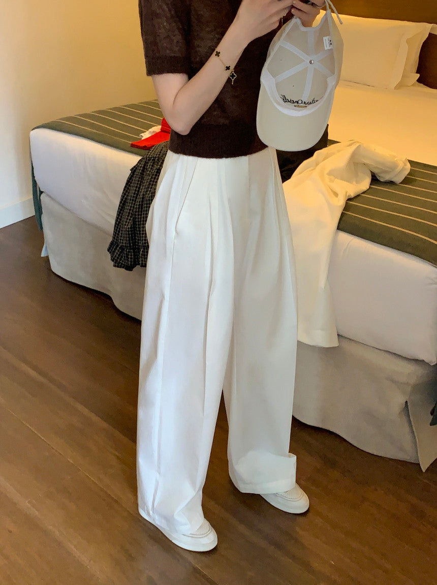 【F034282】韓國夏季新款簡約翻領短袖針織衫250325