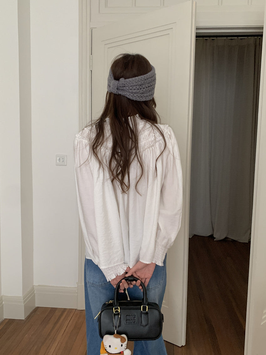 【F60250】實拍温柔氣質超仙 小眾打攬荷葉寬鬆襯衫250304