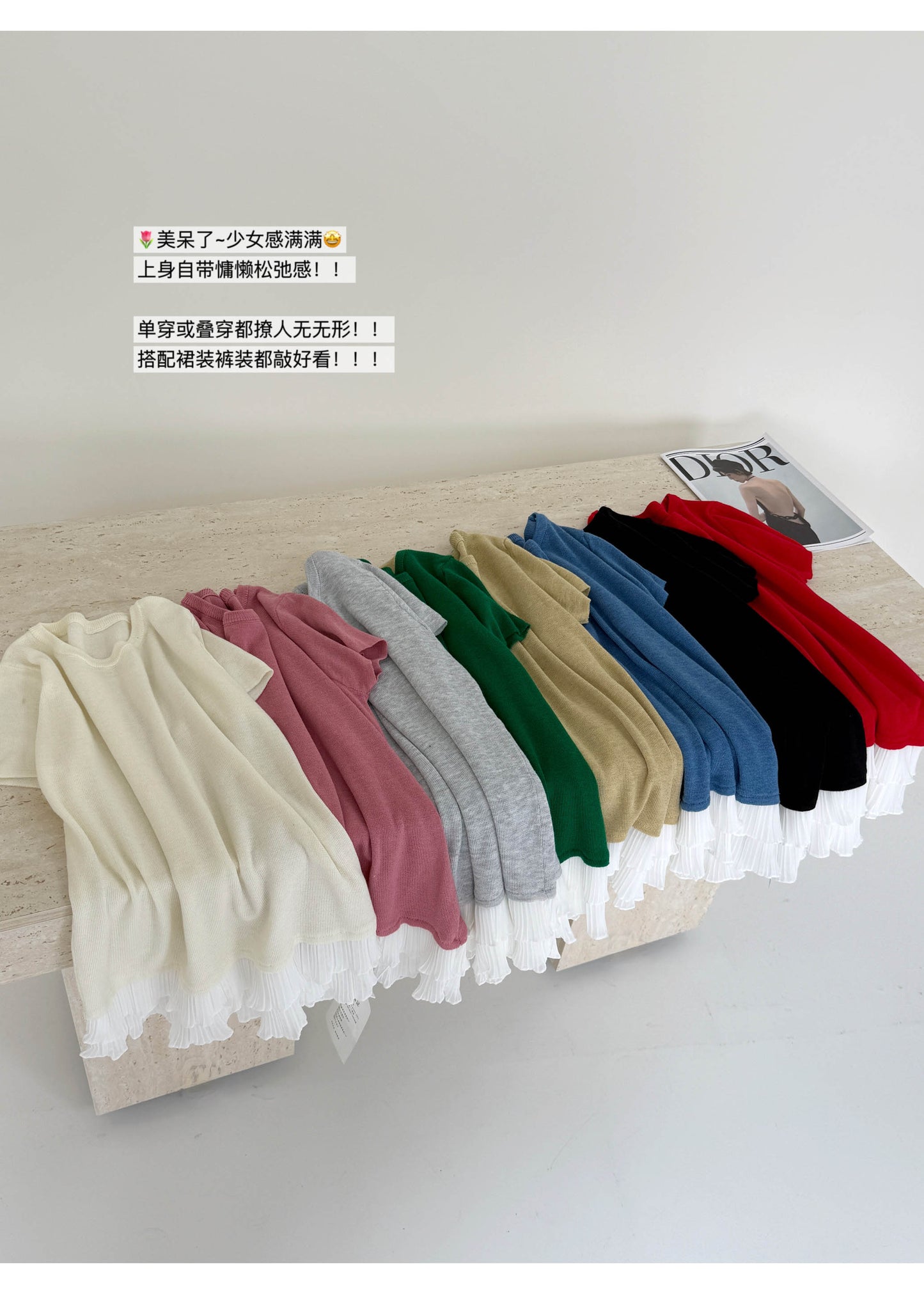 【F60231】實拍檸檬綠茶同款甜美蕾絲針織衫(含9%羊毛)250304
