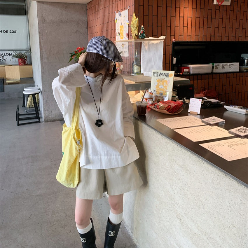 【F034275】實拍韓國原單定製花邊長袖襯衫250325