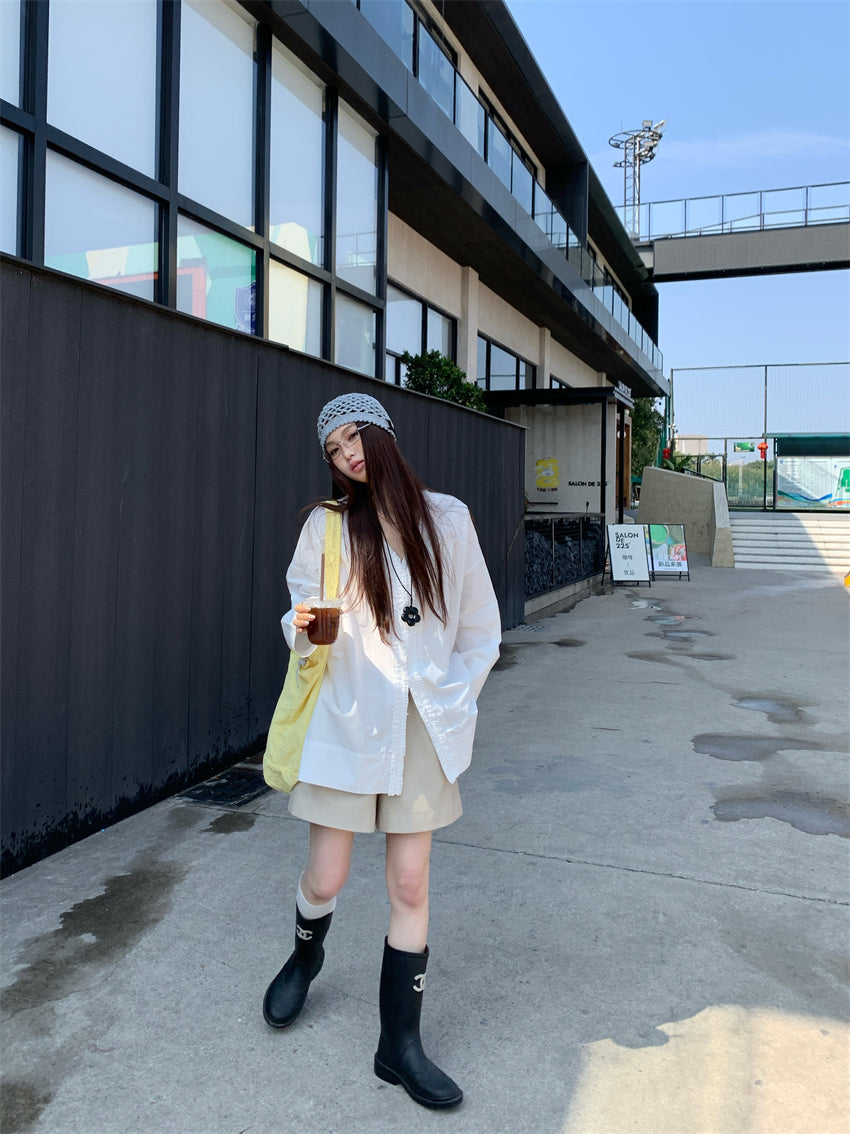 【F034275】實拍韓國原單定製花邊長袖襯衫250325