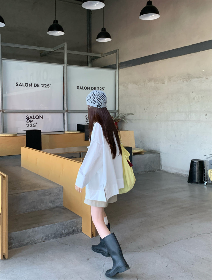 【F034275】實拍韓國原單定製花邊長袖襯衫250325