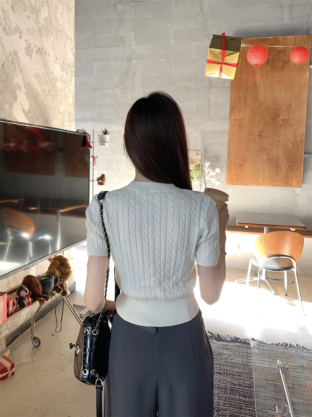 【F60254】實拍春夏韓版麻花老錢風針織衫(含6%羊毛)250304