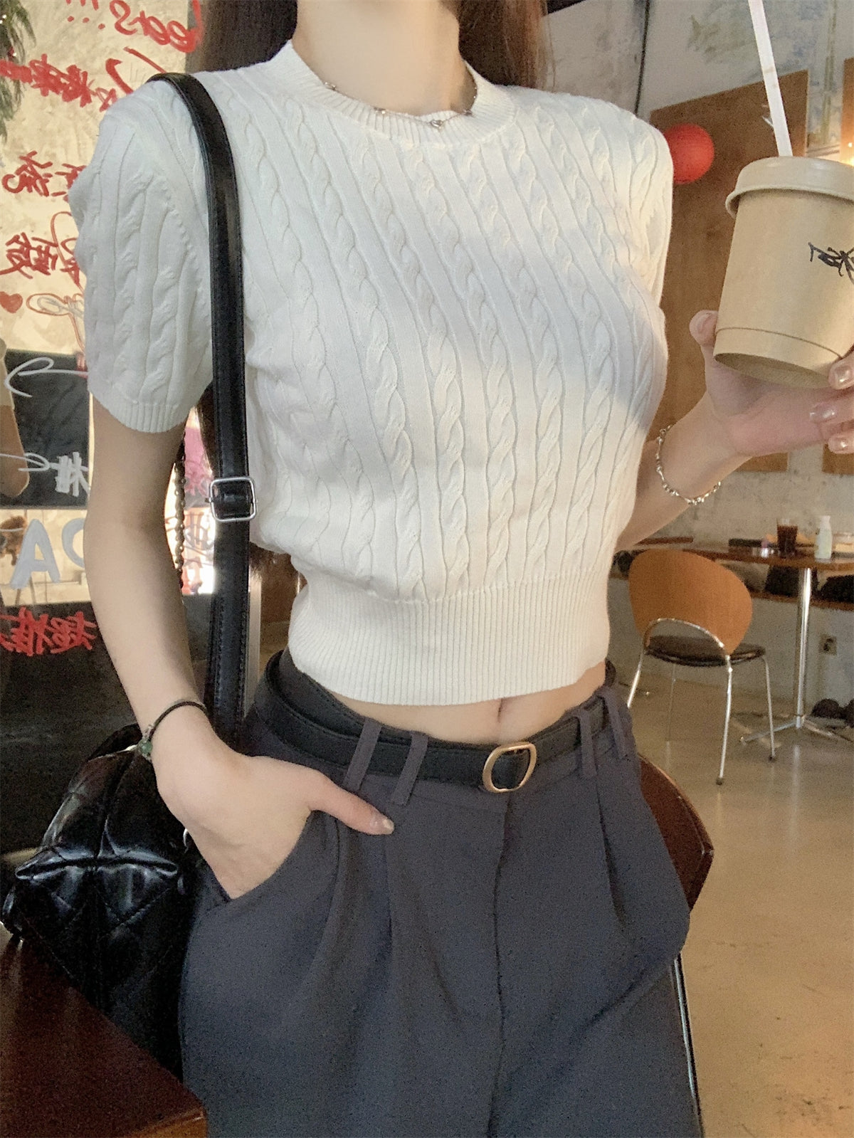 【F60254】實拍春夏韓版麻花老錢風針織衫(含6%羊毛)250304