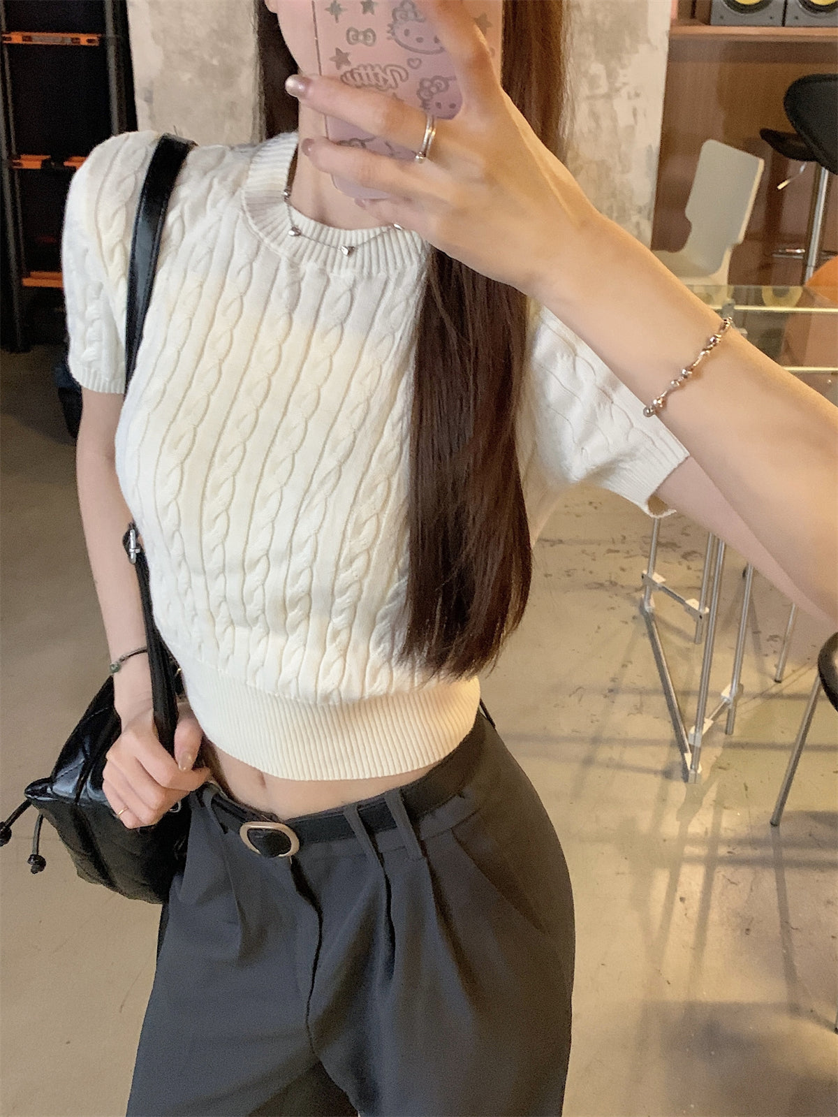 【F60254】實拍春夏韓版麻花老錢風針織衫(含6%羊毛)250304