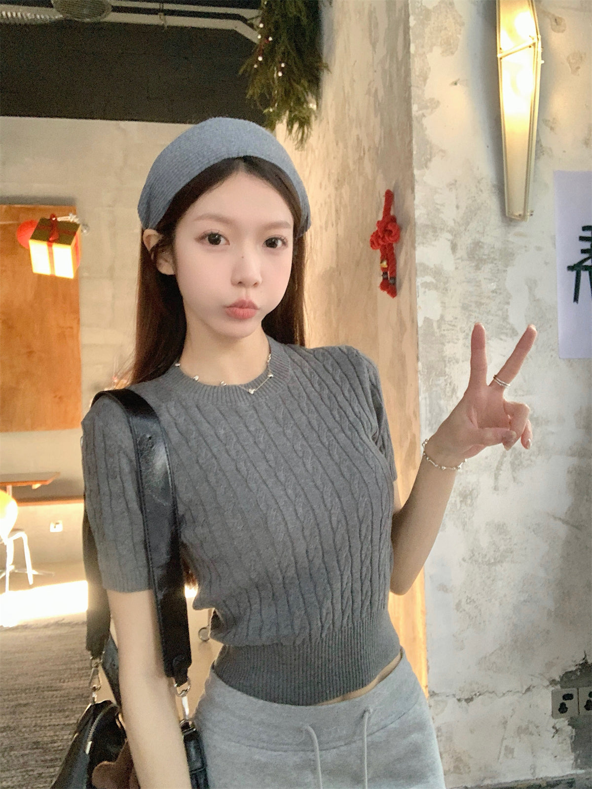 【F60254】實拍春夏韓版麻花老錢風針織衫(含6%羊毛)250304