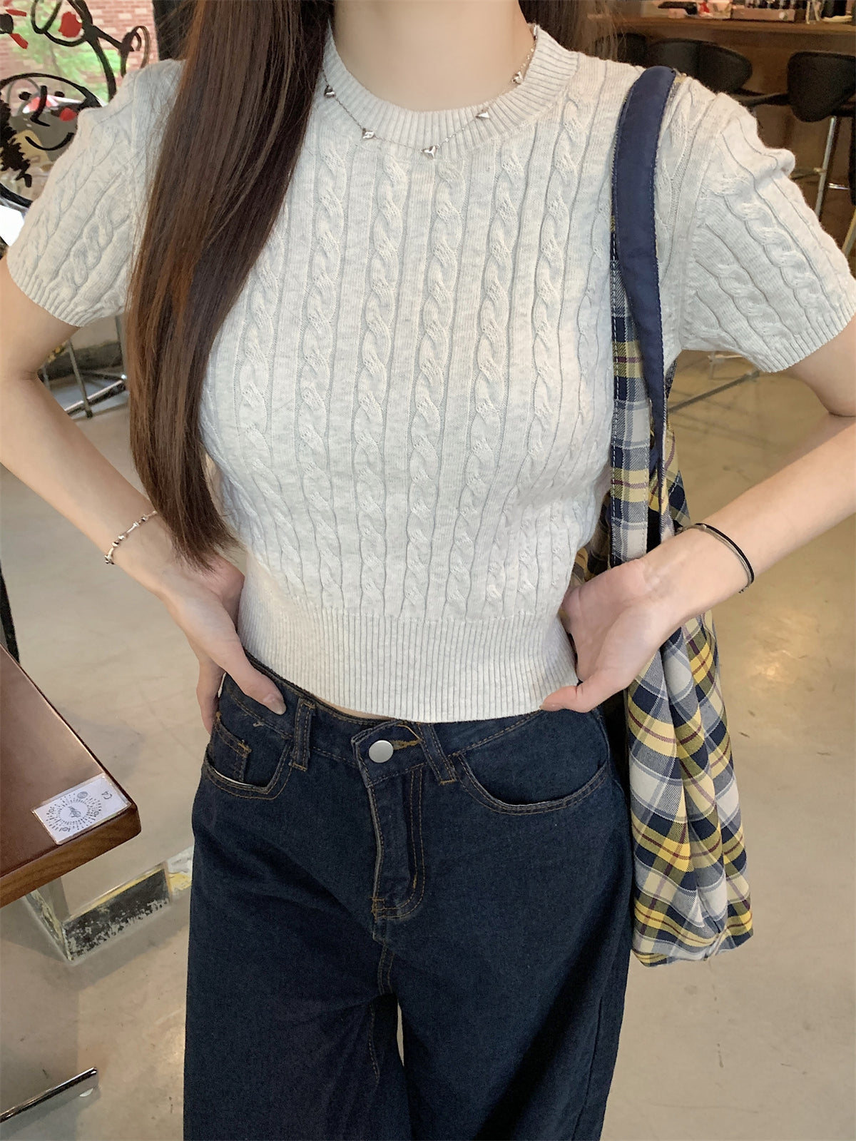 【F60254】實拍春夏韓版麻花老錢風針織衫(含6%羊毛)250304
