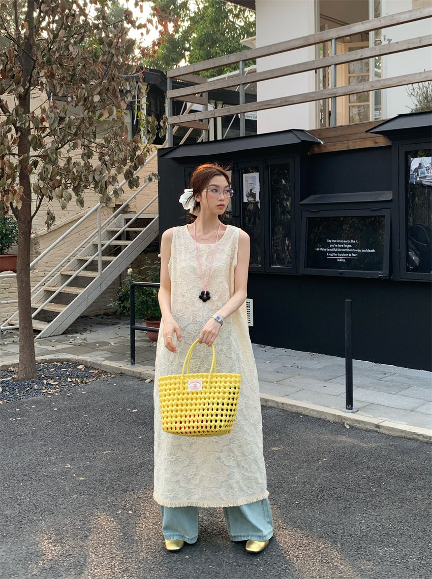 【F034265】實拍質感簡約蕾絲背心洋裝250325