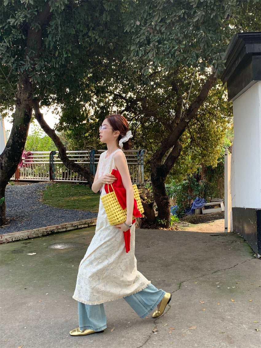 【F034265】實拍質感簡約蕾絲背心洋裝250325