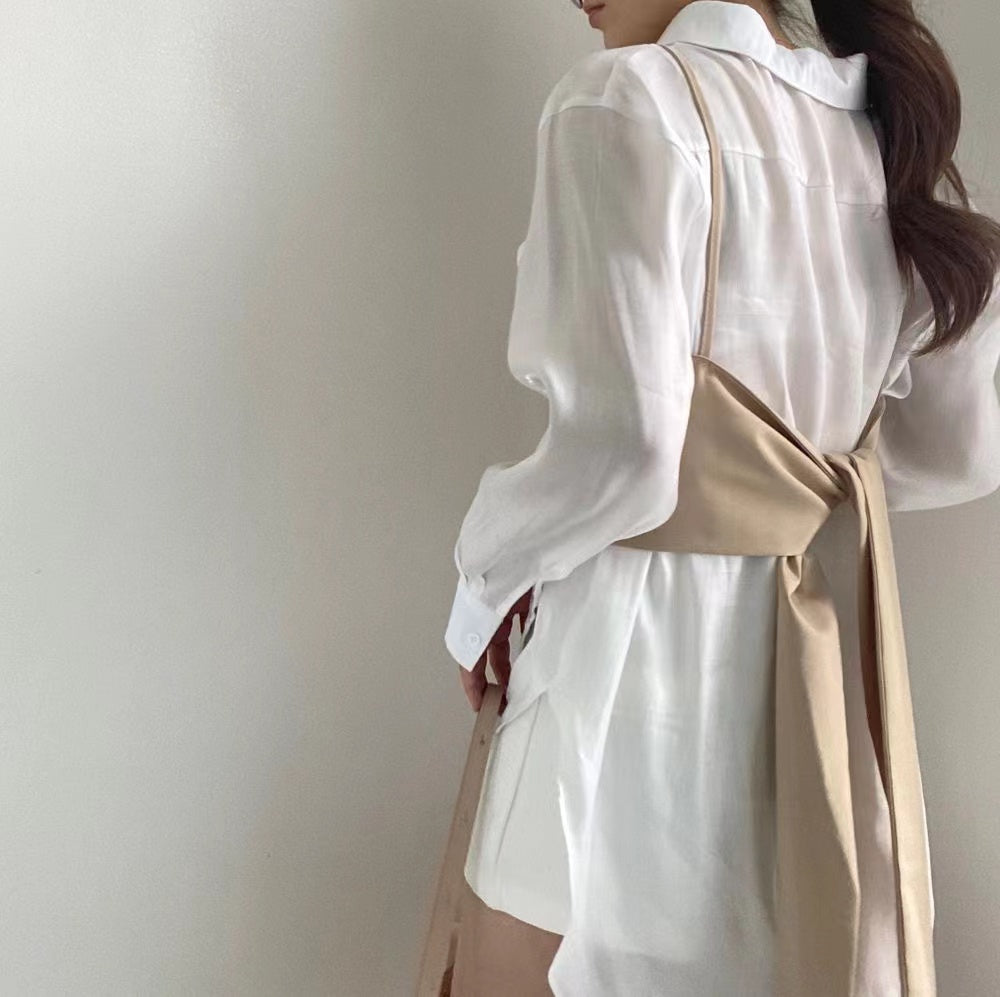 【F034285】春夏法式吊帶衫+簡約寬鬆長袖襯衫250325